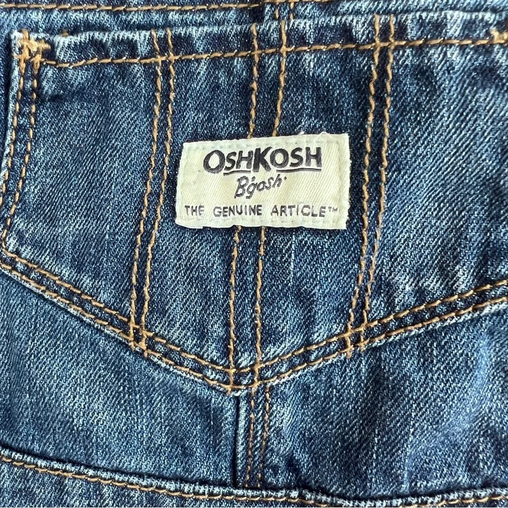 OshKosh B'gosh Blue Denim Lined Skirt Overalls 3T  Blue Red White